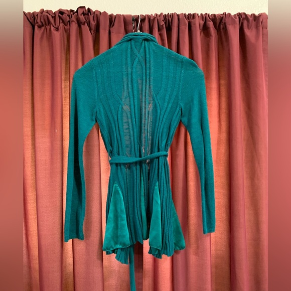 Knitted and knitted cardigan sweater, green, xs - Picture 2 of 6